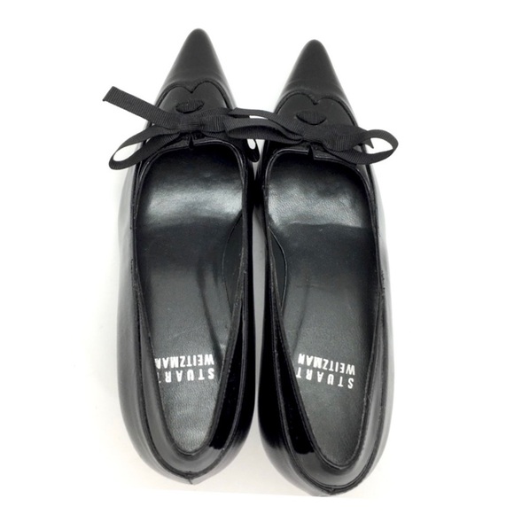 STUART Weitzman Patent Leather Pointed toe Low Heel Pumps In Black - Picture 5 of 8